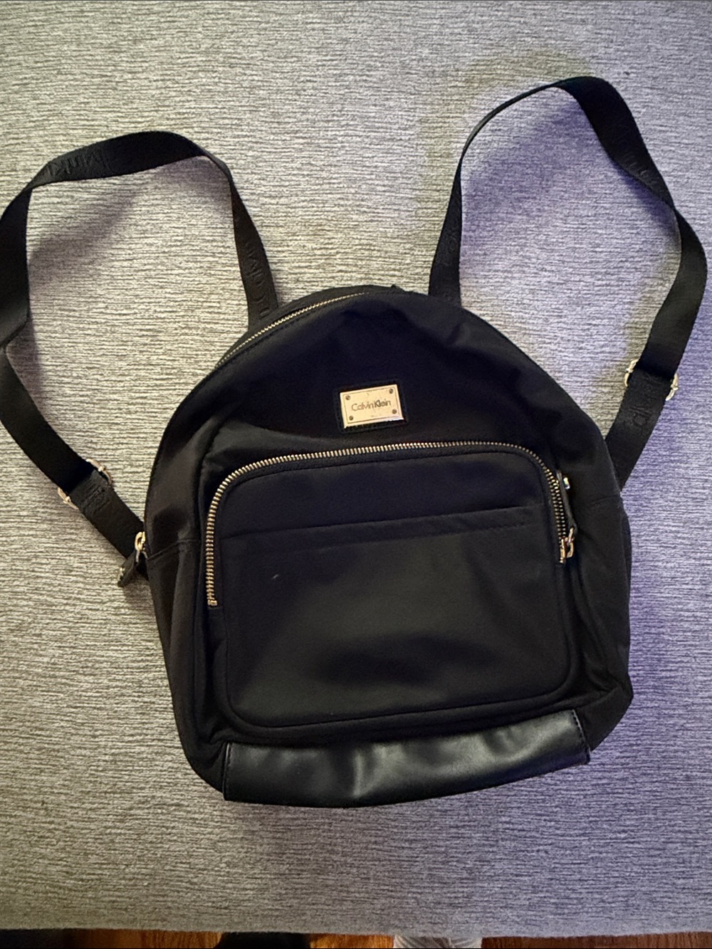 Calvin Klein Black Nylon Backpack with Gold Accents